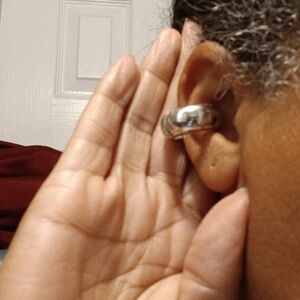 Vintage chunky costume silver jewelry earrings/ear cuffs